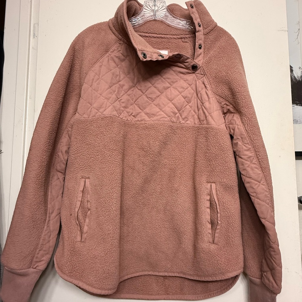 Abercrombie & Fitch Sherpa Pullover Sweatshirt – Pink – Size Small